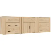 vidaXL Dressoirs 3 st bewerkt hout sonoma eiken