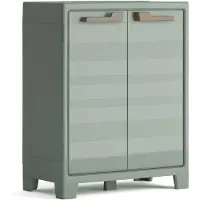 Keter Planet Outdoor Opbergkast laag - 1 plank - 44x80x100cm - Lichtgrijs/Zwart