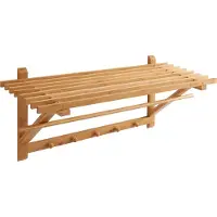 Acaza Kapstok - Wandkapstok - 5 Haken - 75 x 28 x 25 cm - met Hoedenplank - Bamboe - Hout