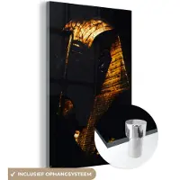 MuchoWow Glasschilderij zwart goud - Farao - Egypte - Goud - Luxe - Zwart - 40x60 cm - Schilderij glas - Woondecoratie