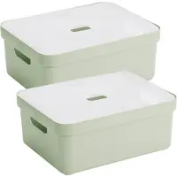 Sunware Sigma Home Opbergbox 24L - set van 2 - lichtgroen/transparant