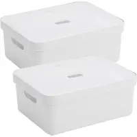 Sunware Sigma Home Opbergbox 24L - set van 2 - wit/transparant