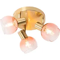QAZQA Art Deco plafondspot goud met roze glas 3-lichts - Vidro
