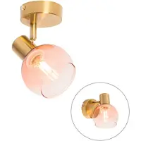 QAZQA Art Deco spot goud met roze glas - Vidro