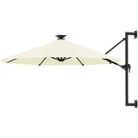 vidaXL Wandparasol met LED's 300 cm zandkleurig
