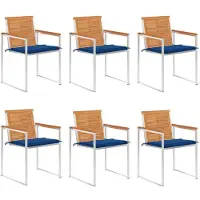 vidaXL Tuinstoelen 6 st met kussens massief acaciahout