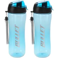 Excellent houseware Set van 2x stuks bidon drinkfles/waterfles blauw 700 ml - Drinkflessen
