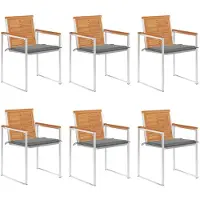 vidaXL Tuinstoelen 6 st met kussens massief acaciahout