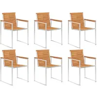 vidaXL Tuinstoelen 6 st massief acaciahout en roestvrij staal