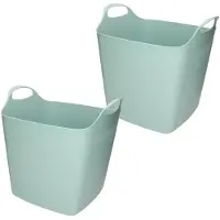 Bathroom Solutions 2x stuks bathroom Solutions Kuip - flexibel - emmer - groen - 25 liter - Wasmanden