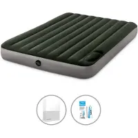 OEM Luchtbedset- 2-Persoons - 152 x 203 x 25 cm - Groen - Met ingebouwde voetpomp + Hoeslaken Wit + Reparatieset
