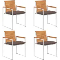 vidaXL Tuinstoelen, 4 stuks met kussens, massief acaciahout