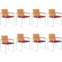 vidaXL Tuinstoelen 8 st met kussens massief acaciahout