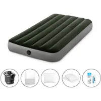 Intex luchtbedset - 1-Persoons - 99 x 191 x 25 cm - Groen - Met pomp + Accessoires