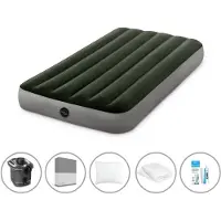 Intex luchtbedset - 1-Persoons - 99 x 191 x 25 cm - Groen - Met pomp + Accessoires
