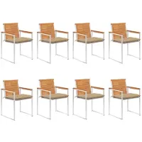 vidaXL Tuinstoelen 8 st met kussens massief acaciahout