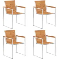 vidaXL Tuinstoelen 4 st massief acaciahout en roestvrij staal