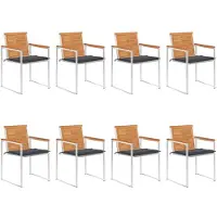vidaXL Tuinstoelen 8 st met kussens massief acaciahout