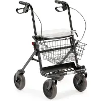 Multimotion Inklapbare / opvouwbare rollator Donkergrijs - Inclusief dienblad, stokhouder en mandje