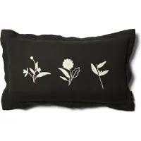 Rivièra Maison kussenhoes, Kussensloop 50x30, Sierkussen bloemenprint - RM Zephyrus Pillow Cover - Zwart - Linnen