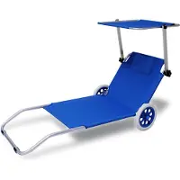 Casaria Ligstoel Kreta Aluminium op Wielen UV-bestendig Blauw