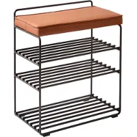 Maze Lower East Seat rek-kruk 50x28x58 cm Black-cognac leather