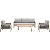 Garden Impressions Decala loungeset - 4-delig - aluminium - light teak look -desert sand