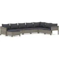 vidaXL 8-delige Loungeset met kussens poly rattan grijs