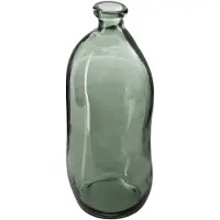 Atmosphera bloemenvaas Organische fles vorm - groen transparant - glas - H36 x D15 cm - Vazen