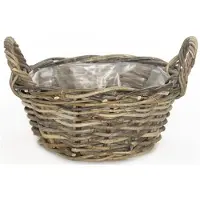 Van der leeden Plantenmand Rotan Grijs D 26 H 12 Cm