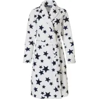 Rebelle fleece badjas met sterren wit Dames