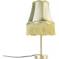 QAZQA Klassieke tafellamp messing met granny kap groen 30 cm - Simplo