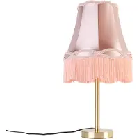 QAZQA Klassieke tafellamp messing met granny kap roze 30 cm - Simplo