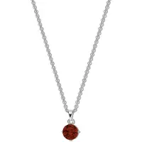 New Bling 9NB-1182 Zilveren Ketting met Zirkonia Hangertje 5mm - Rood - Ankerschakel - 1,6mm - 40+5cm - Rhodium - Zilver