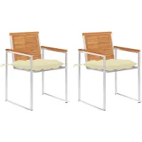 vidaXL Tuinstoelen 2 st met kussens massief acaciahout en staal