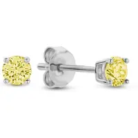 New Bling 9NB-1144 Zilveren Oorknopjes met Zirkonia Steentje 3mm - Geel - Rhodium - Zilver