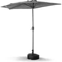 Sweeek Balkonparasol Ø250cm, halve stokparasol, aluminium stok met openingshendel, Grijs