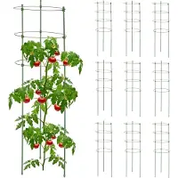Relaxdays plantensteun set van 10 - 90 cm hoog - klimsteun - rozen en tomaten - groen