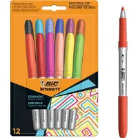 BIC Intensity Permanent Markers en Stiften voor School en Kantoor - Dunne Punt - Watervast in Diverse Kleuren - 12 Stuks