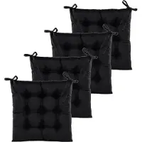 Anna's Collection Stoelkussen gewatteerd - 4x - zwart - 38 x 38 cm - binnen/buiten