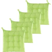 Anna's Collection Stoelkussen gewatteerd - 6x - groen - 38 x 38 cm - binnen/buiten