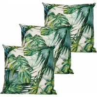 Anna's Collection buitenkussen monstera - 3x - wit/groen - 60 x 60 cm - Water en UV bestendig