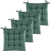 Anna's Collection Stoelkussen gewatteerd - 4x - donker groen - 38 x 38 cm - binnen/buiten