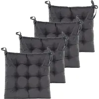 Anna's Collection Stoelkussen gewatteerd - 6x - antraciet - 38 x 38 cm - binnen/buiten
