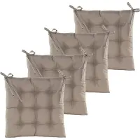 Anna's Collection Stoelkussen gewatteerd - 4x - taupe - 38 x 38 cm - binnen/buiten