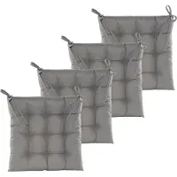 Anna's Collection Stoelkussen gewatteerd - 4x - grijs - 38 x 38 cm - binnen/buiten