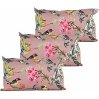 Anna's Collection buitenkussen bloem - 3x - roze - 30 x 50 cm - Water en UV bestendig