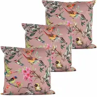 Anna's Collection buitenkussen bloem - 3x - oud roze - 45 x 45 cm - Water en UV bestendig