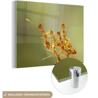 MuchoWow Glasschilderij 160x120 cm - Schilderij acrylglas - Mieren - Oranje - Dieren - Foto op glas - Schilderijen