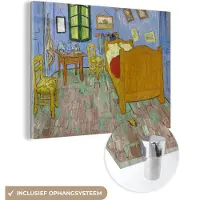 MuchoWow Glasschilderij 160x120 cm - Schilderij acrylglas - Slaapkamer in Arles - Vincent van Gogh - Foto op glas - Schilderijen